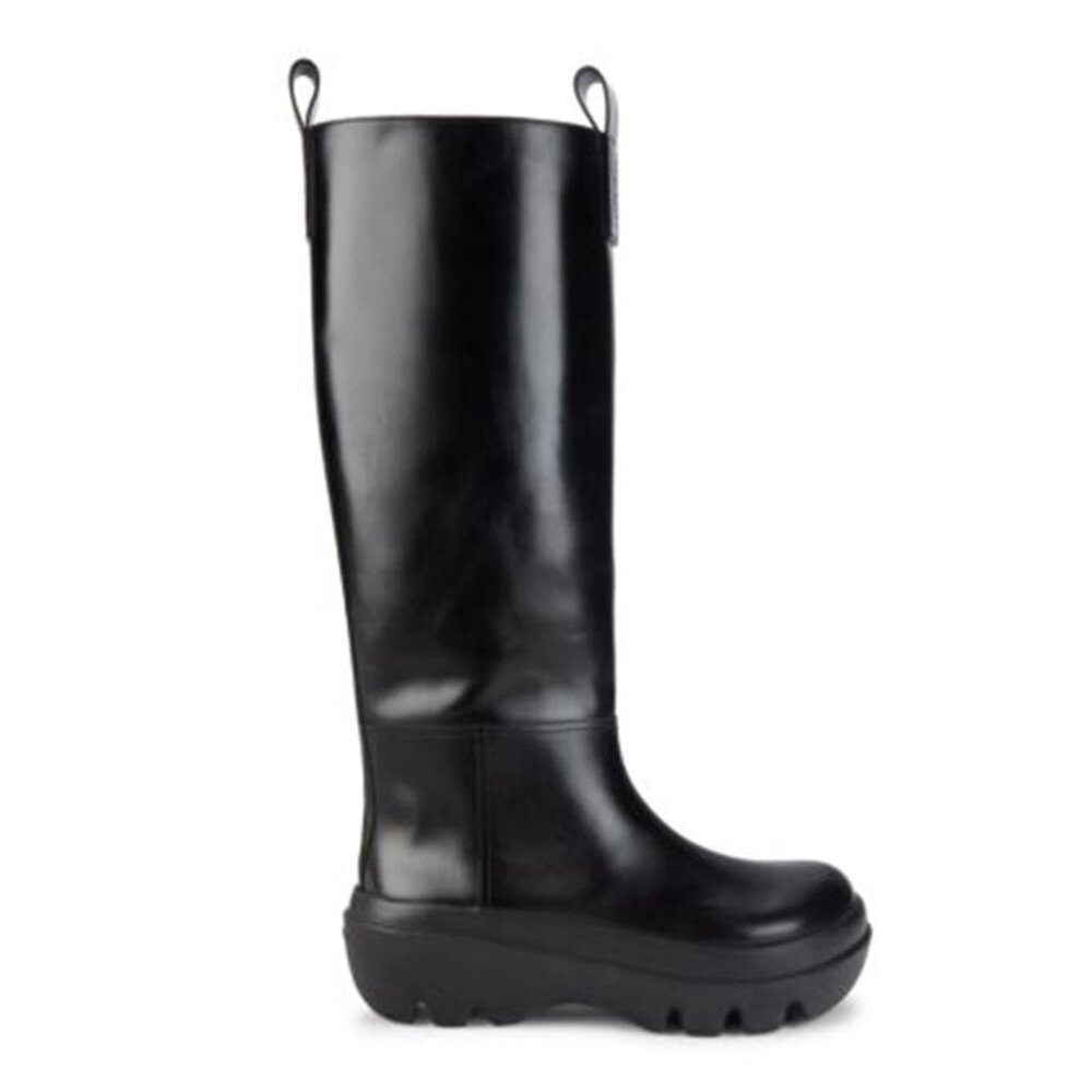 $1400 Proenza Schouler Leather Knee High Boots PLATFORM CHUNKY BLACK 37 (DC6)